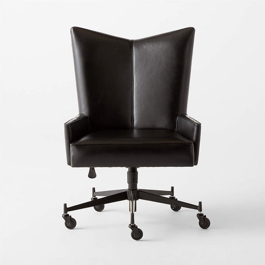 Bowtie Black Leather Office Chair Model 3002 By Paul Mccobb