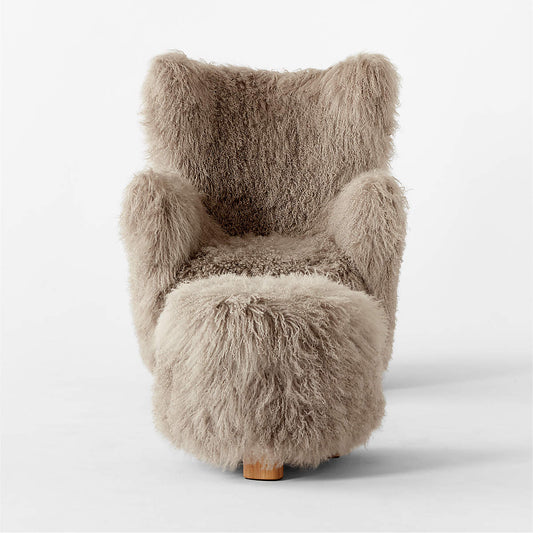 Bozzi Taupe Mongolian Sheepskin Chair And Ottoman Set By Ross Cassidy