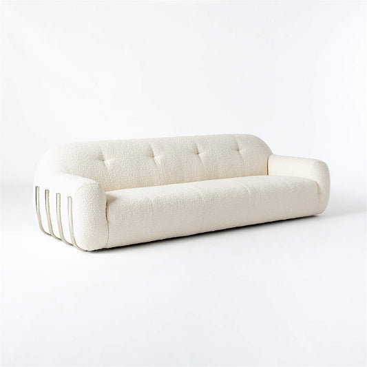 Brace 98.25" Cream Boucle Sofa