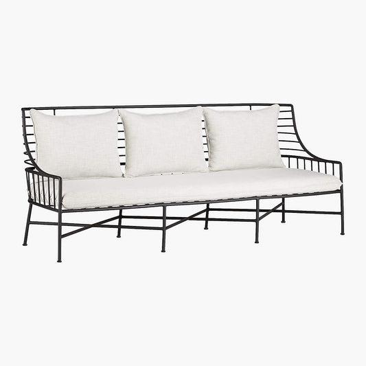 Breton 83" Black Metal Outdoor Sofa