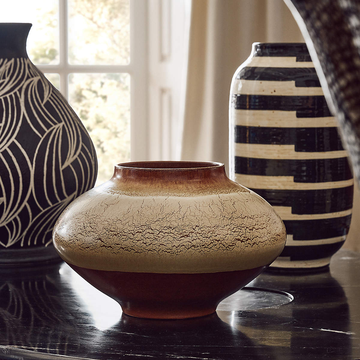 Cristo Black And White Striped Vase