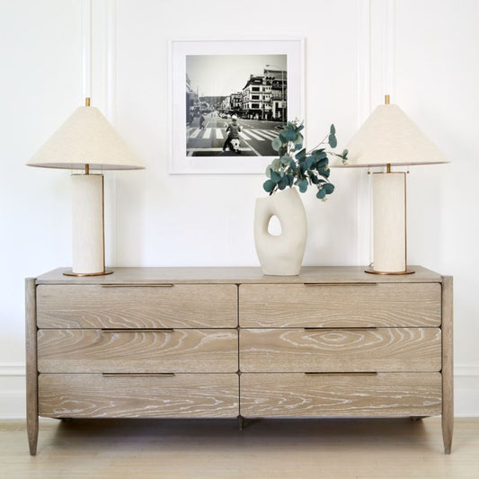 Casa White Oak Wood 6-Drawer Dresser