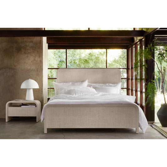 Rica White Wood And Grasscloth Queen Bed