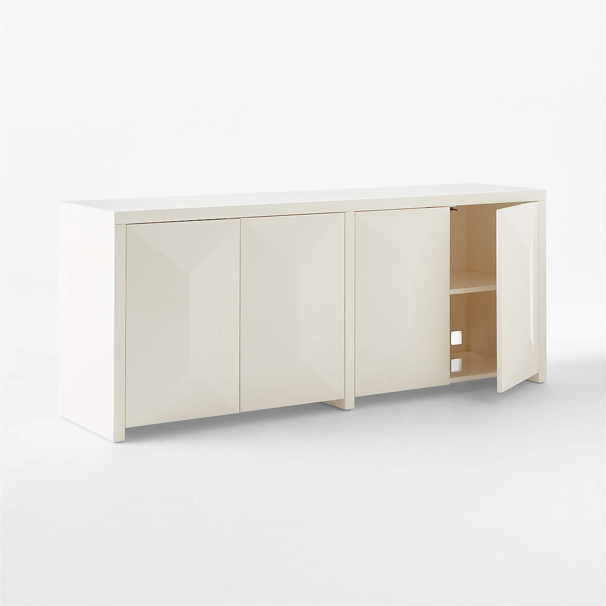 Cairo 72" Warm White High-Gloss Lacquered Credenza