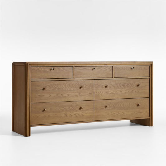 Caldwell Barley Brown 7-Drawer Oak Wood Dresser By Jake Arnold