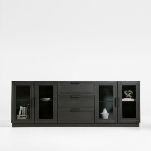 Calypso Black Elm Wood 90" Storage Media Console