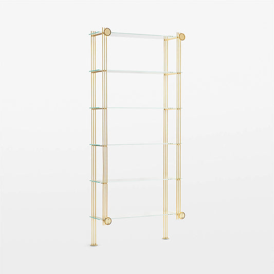 Cambio Brushed Brass Wall Mount Bookshelf With Glass Shelves