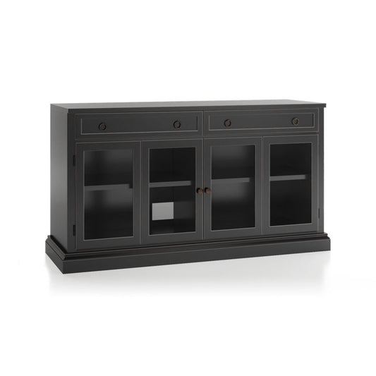 Cameo 62" Bruno Black Modular Storage Media Console With Glass Doors