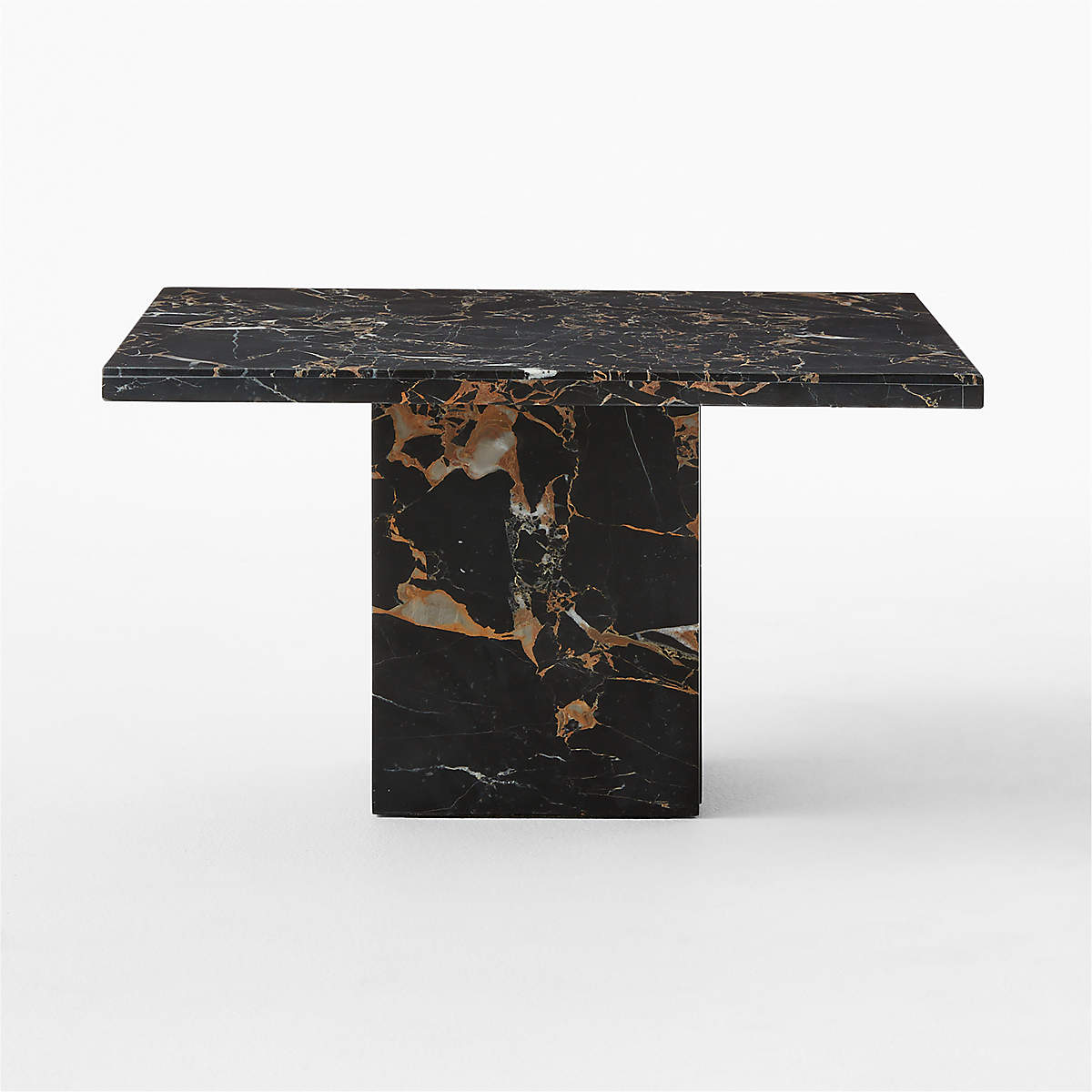 Carve Square Black Marble Side Tables