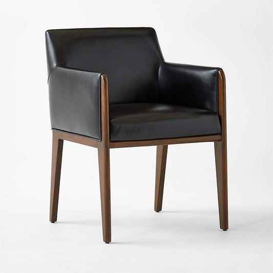 Casa Viva Black Leather Dining Armchair