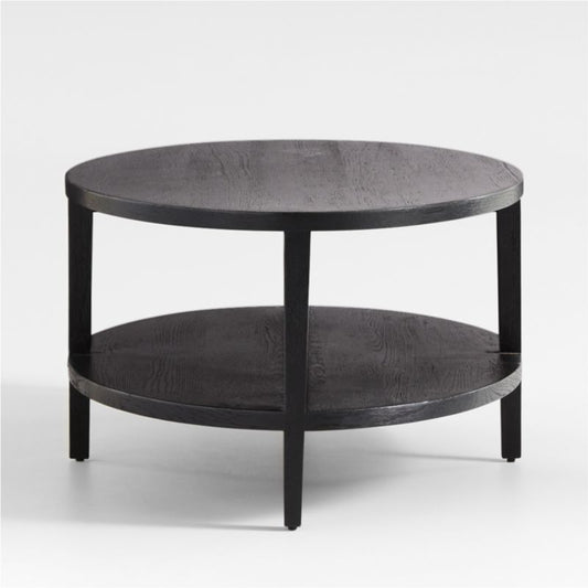 Clairemont Oval Ebonized Coffee Table With Shelf