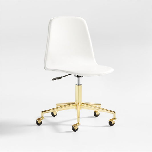 Class Act White And Gold Kids Desk Chair