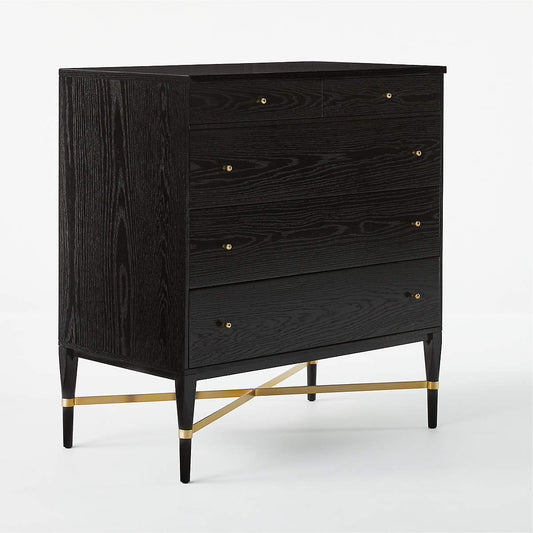 Connoisseur 5-Drawer Black Oak Wood Dresser Model 1003 By Paul Mccobb