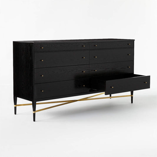 Connoisseur 8-Drawer Black Oak Wood Dresser Model 1006 By Paul Mccobb