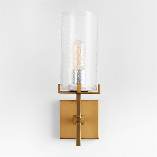 Coquina Burnished Brass Wall Sconce Light With Glass Shade