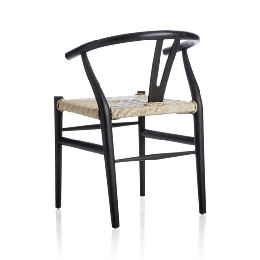 Crescent Black Wood Wishbone Dining Chair