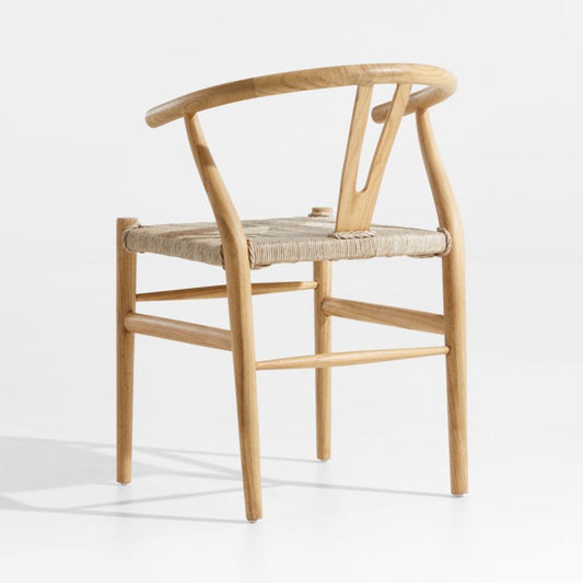 Crescent Natural Wood Wishbone Dining Chair