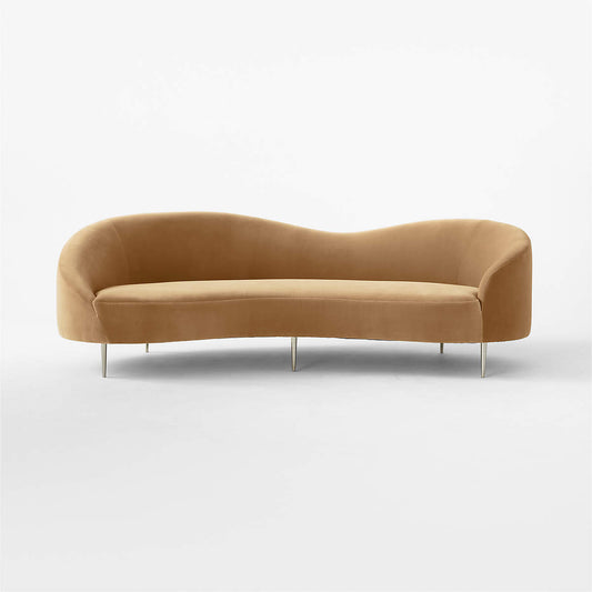 Curvo 95" Camel Velvet Sofa By Goop