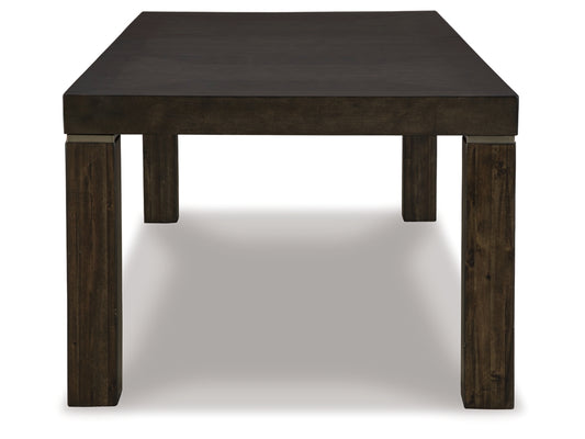 Hyndell Extendable Dining Table With Geometric Veneer Inlay Top