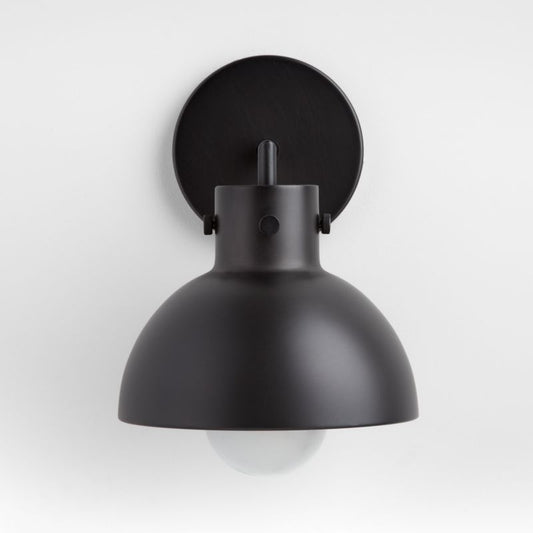 Dakota Black Sconce Light With Small Black Dome