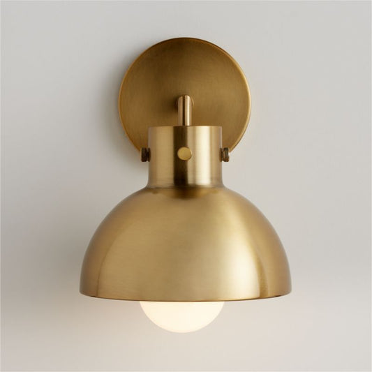 Dakota Brass Sconce Light With Small Brass Dome