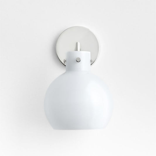 Dakota Nickel Sconce Light With Small Milk White Glass Globe