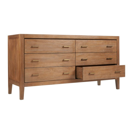 Dawson Light Brown Wood 6-Drawer Dresser