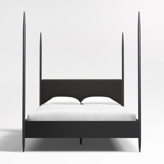 Dearborn Black Four Poster Bed With Upholstered Headboard