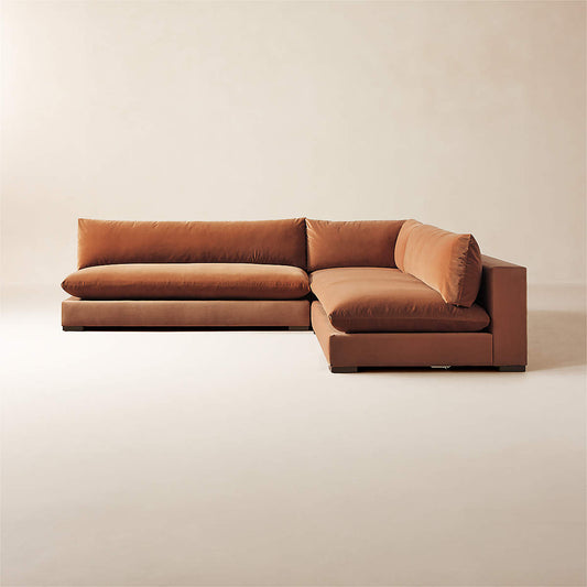 Deseo 3-Piece Modular Copper Brown Performance Velvet Sectional Sofa