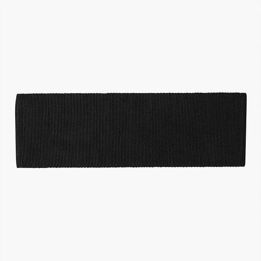 Diver Handwoven Ribbed Black Indoor/Outdoor Performance Runner Rug 2.5'x8' By Ross Cassidy