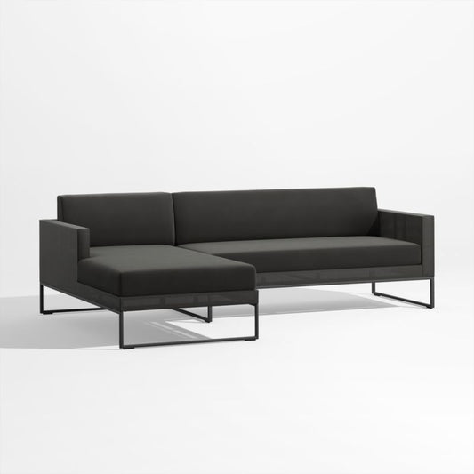 Dune 2-Piece Black Outdoor Sectional Sofa With Left-Arm Chaise