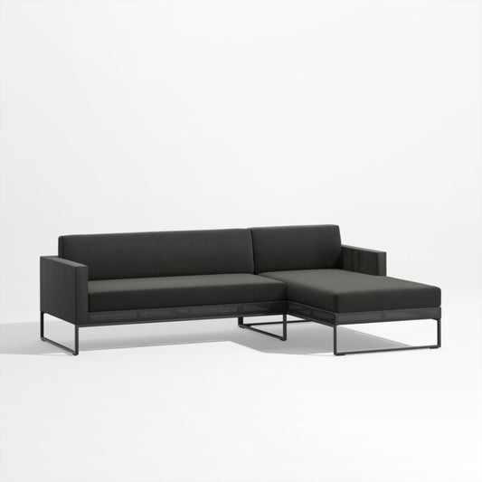 Dune 2-Piece Black Outdoor Sectional Sofa With Right-Arm Chaise