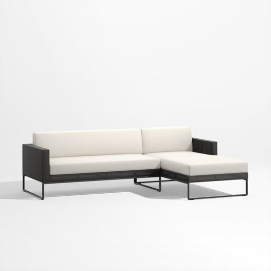 Dune 2-Piece Black And White Outdoor Sectional Sofa With Right-Arm Chaise