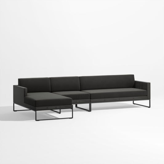 Dune 3-Piece Black Outdoor Sectional Sofa With Left-Arm Chaise