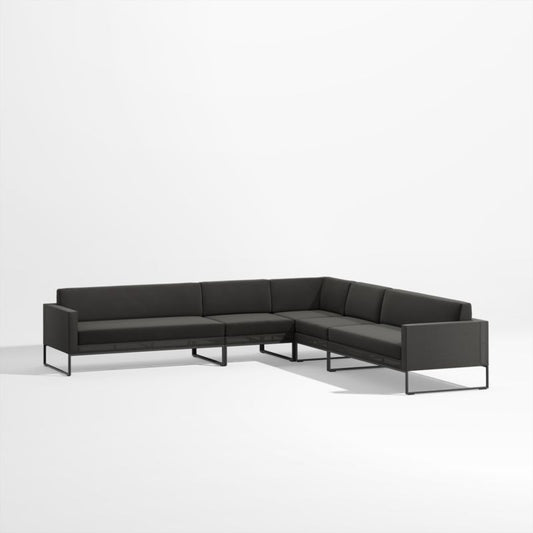 Dune 5-Piece Black L-Shaped Outdoor Sectional Sofa