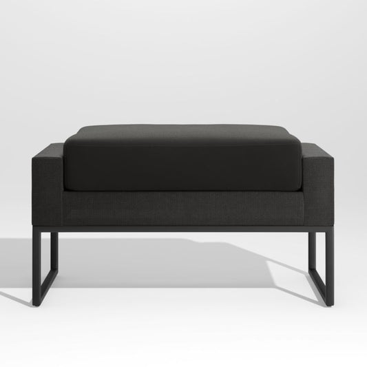 Dune Black Outdoor Ottoman With Black Cushion