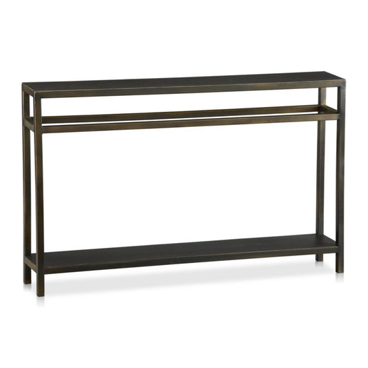 Echelon 48" Rectangular Bronze Iron Console Table With Shelf