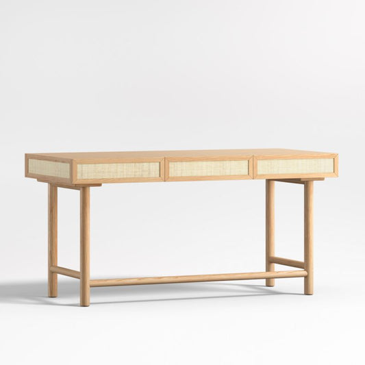 Emmer 60" Natural Oak Desk With Outlet