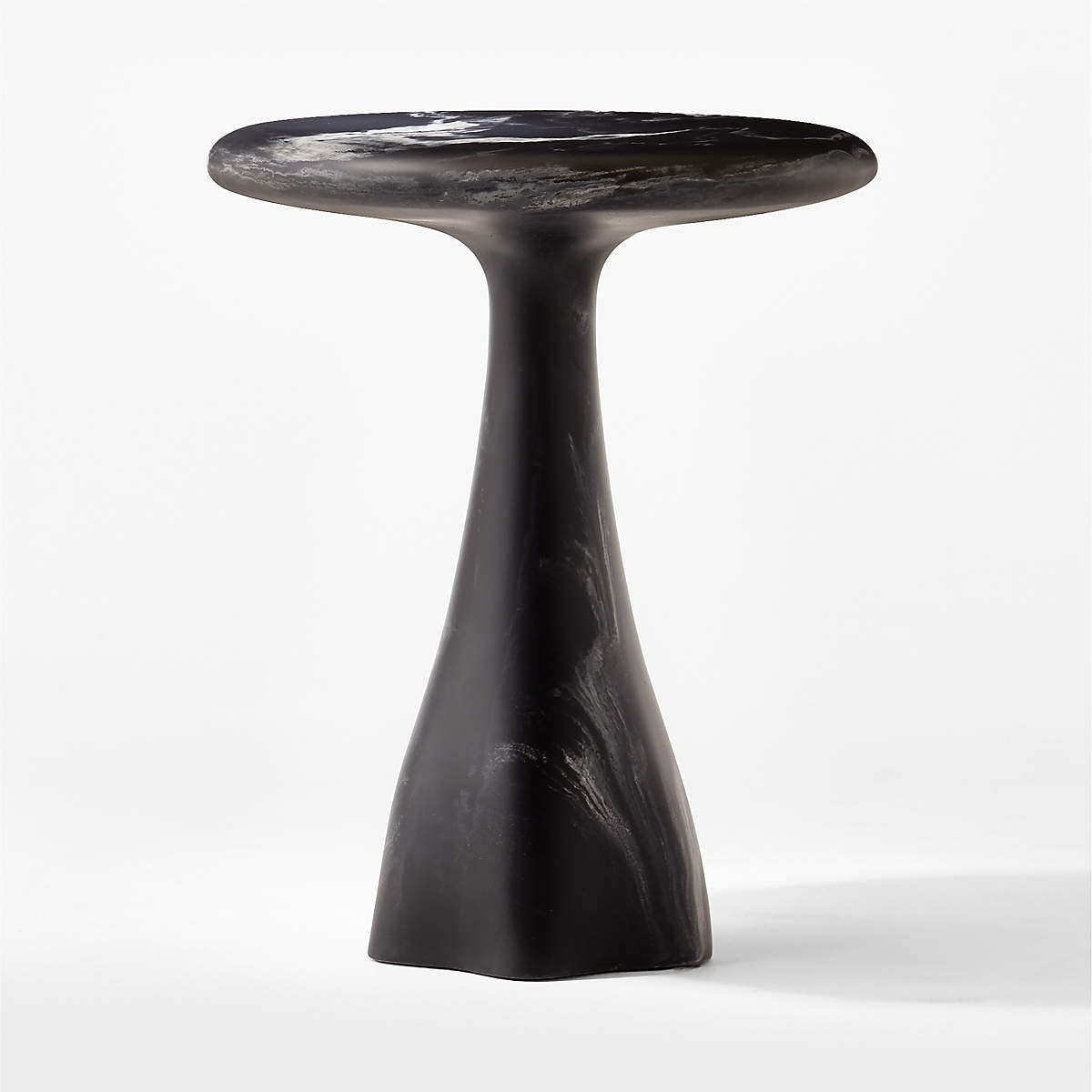 Espira Round Black Marbled Resin Side Table