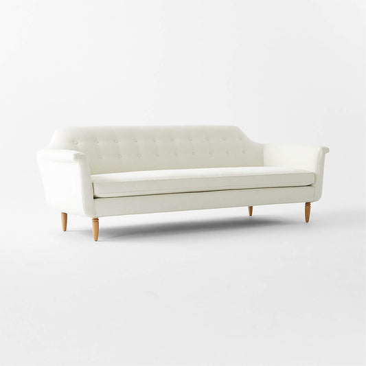 Etre 91.75" Tufted White Performance Fabric Sofa