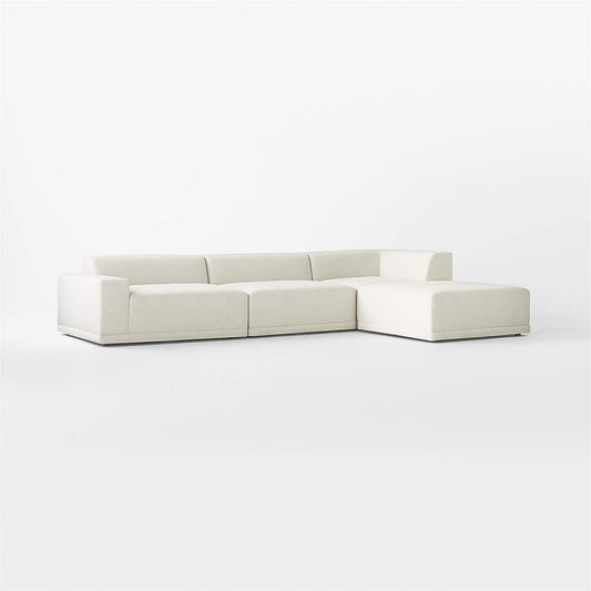 Faible 4-Piece L-Shaped White Performance Linen Sectional Sofa With Left-Arm