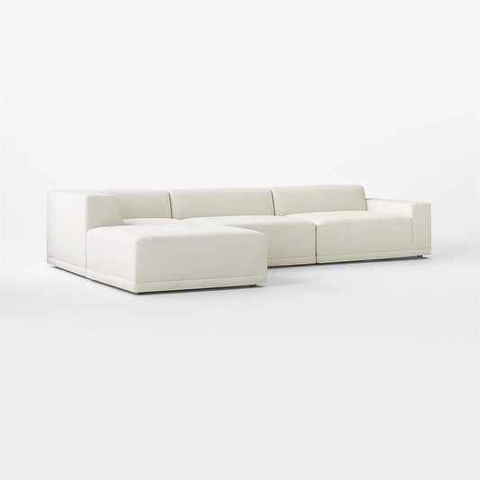 Faible 4-Piece L-Shaped White Performance Linen Sectional Sofa With Right-Arm