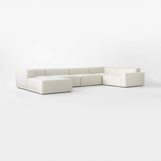 Faible 6-Piece U-Shaped White Performance Fabric Sectional Sofa With Right-Arm