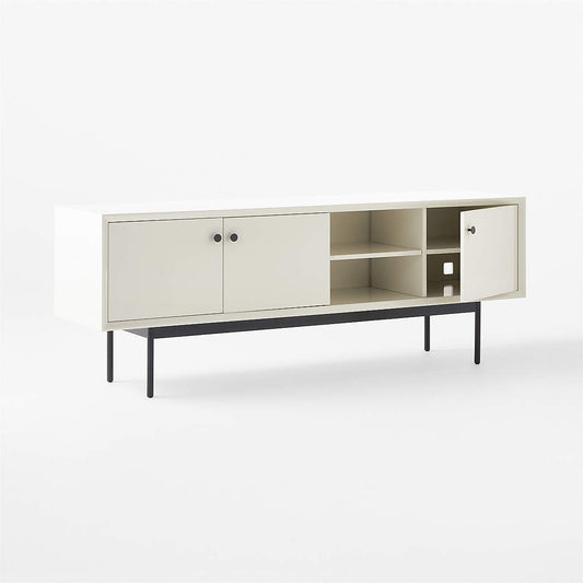 Fase 78" Ivory High-Gloss Lacquered Media Console