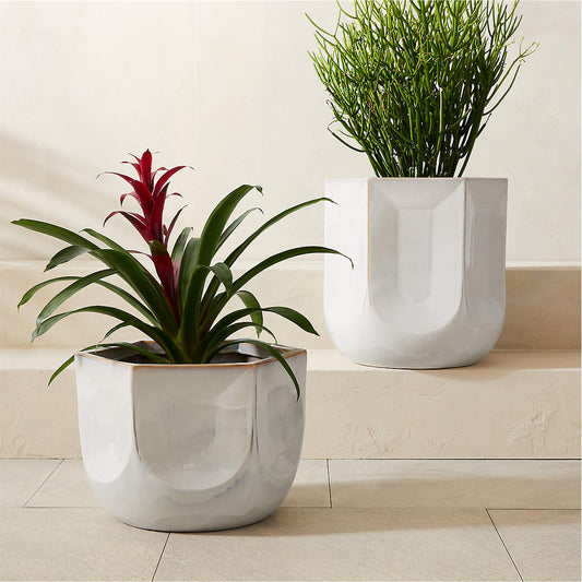 Finca Hexagonal White Glazed Indoor/Outdoor Planters