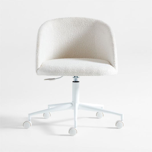 Finch Cream Boucle Kids Desk Chair With White Base