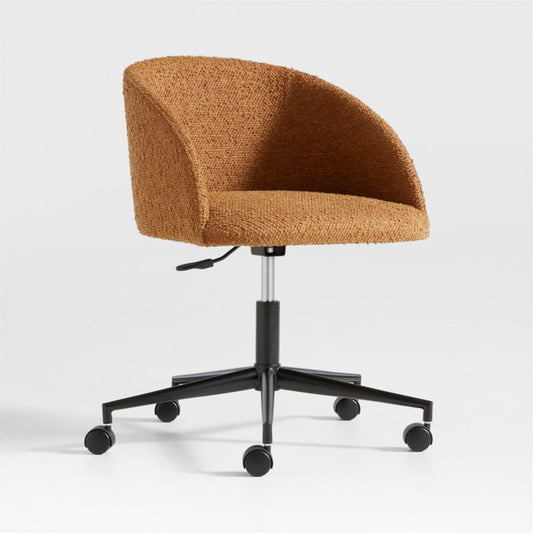 Finch Maple Brown Boucle Kids Desk Chair With Black Base