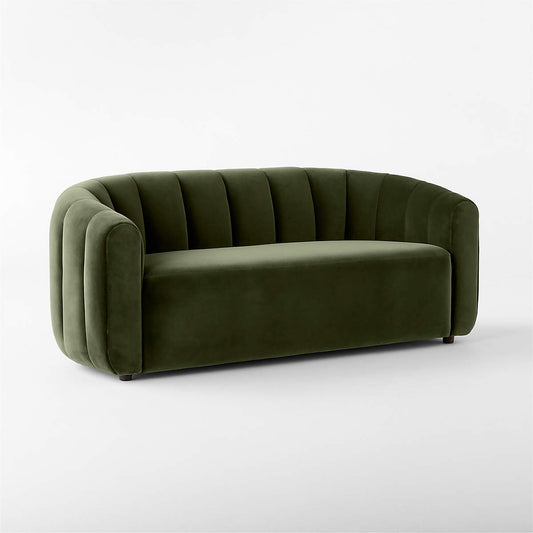 Fitz 72.5" Channeled Green Velvet Loveseat