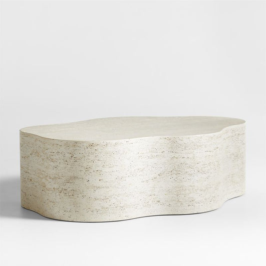 Fleur Faux Travertine Resin 52" Coffee Table