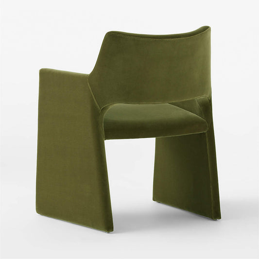 Foley Olive Green Velvet Dining Armchair